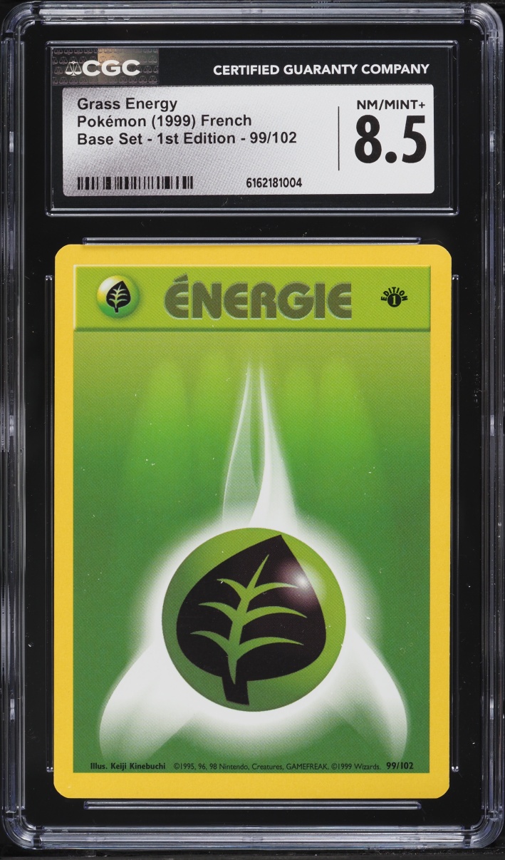 1999 Pokemon French Base Set 1st Edition Grass Energy #99 CGC 8.5 NM-MT+