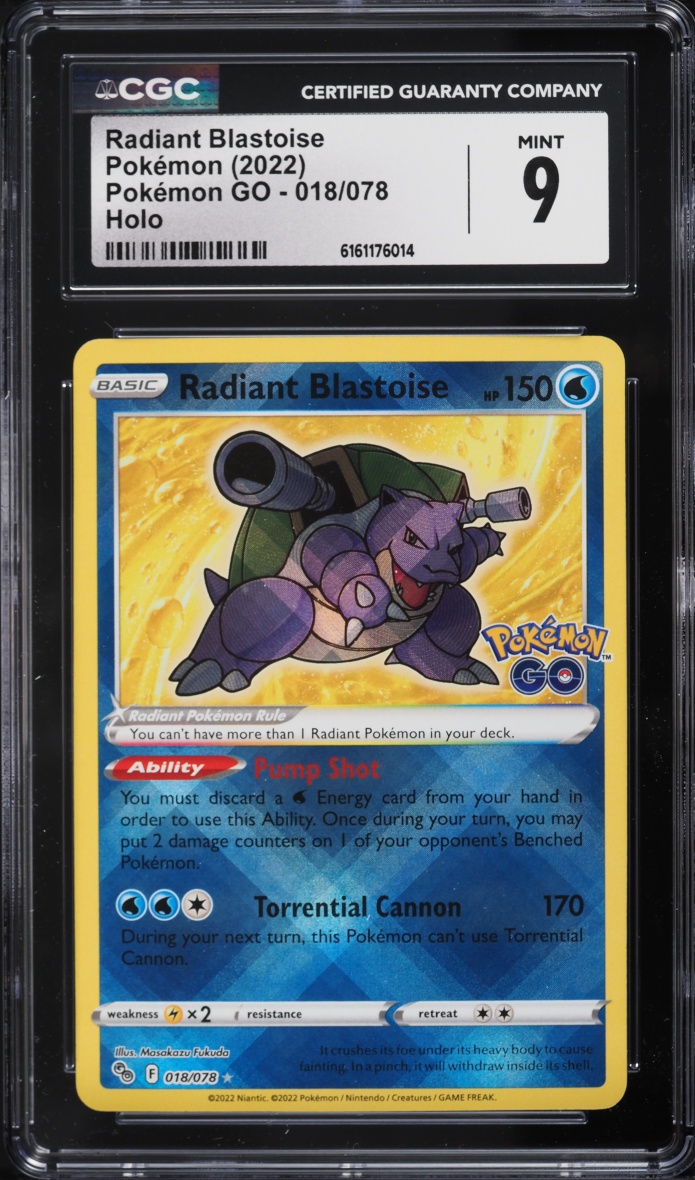 2022 Pokemon Sword & Shield GO Holo Radiant Blastoise #18 CGC 9 MINT