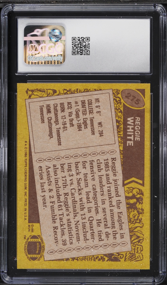 1986 Topps Football Reggie White ROOKIE #275 CGC 8 NM-MT