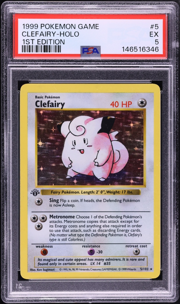 1999 Pokemon Base Set Shadowless 1st Edition Holo Clefairy #5 PSA 5 EX