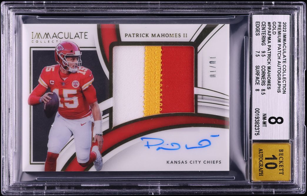 2022 Immaculate Collection Premium Gold Patrick Mahomes II PATCH AUTO 10/10 #PPA-PMA BGS 8