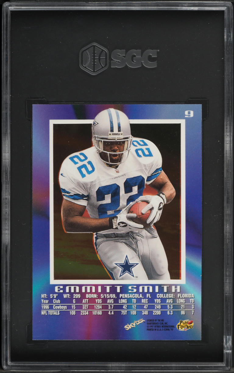 1998 Skybox E-X 2001 Emmitt Smith #9 SGC 8.5 NM-MT+