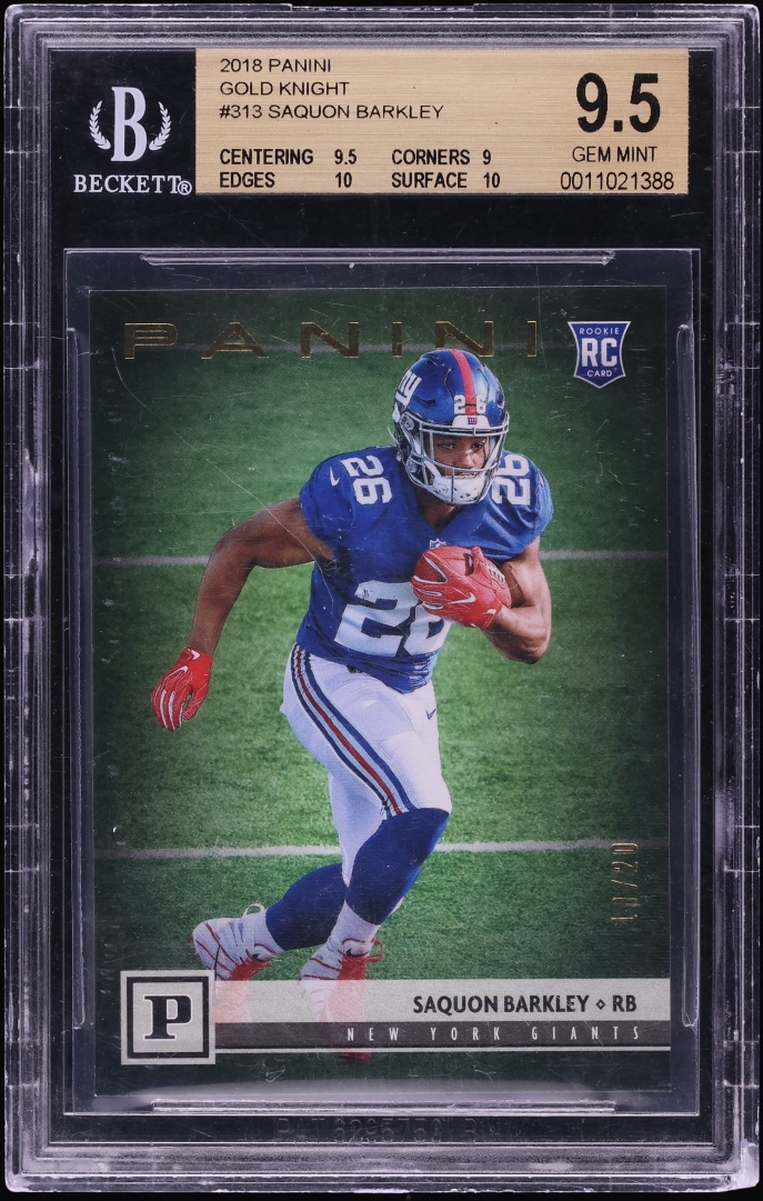 2018 Panini Gold Knight Saquon Barkley ROOKIE /20 #313 BGS 9.5 GEM MINT