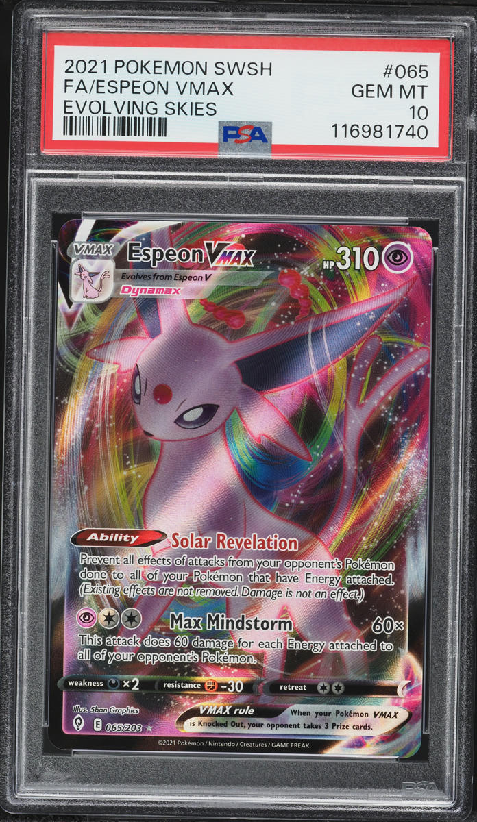 2021 Pokemon Sword & Shield Evolving Skies Full Art Espeon VMAX #65 PSA 10 GEM MINT