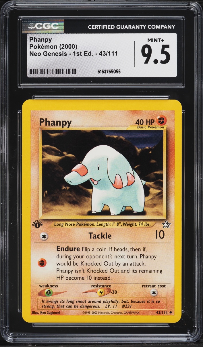 2000 Pokemon Neo Genesis 1st Edition Phanpy #43 CGC 9.5 MINT+