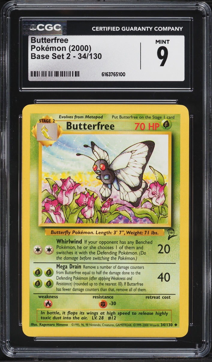 2000 Pokemon Base Set 2 Butterfree #34 CGC 9 MINT