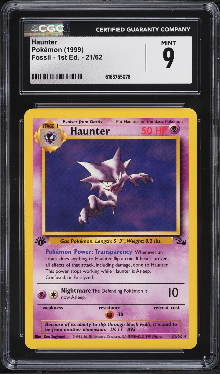 1999 Pokemon Fossil 1st Edition Haunter #21 CGC 9 MINT