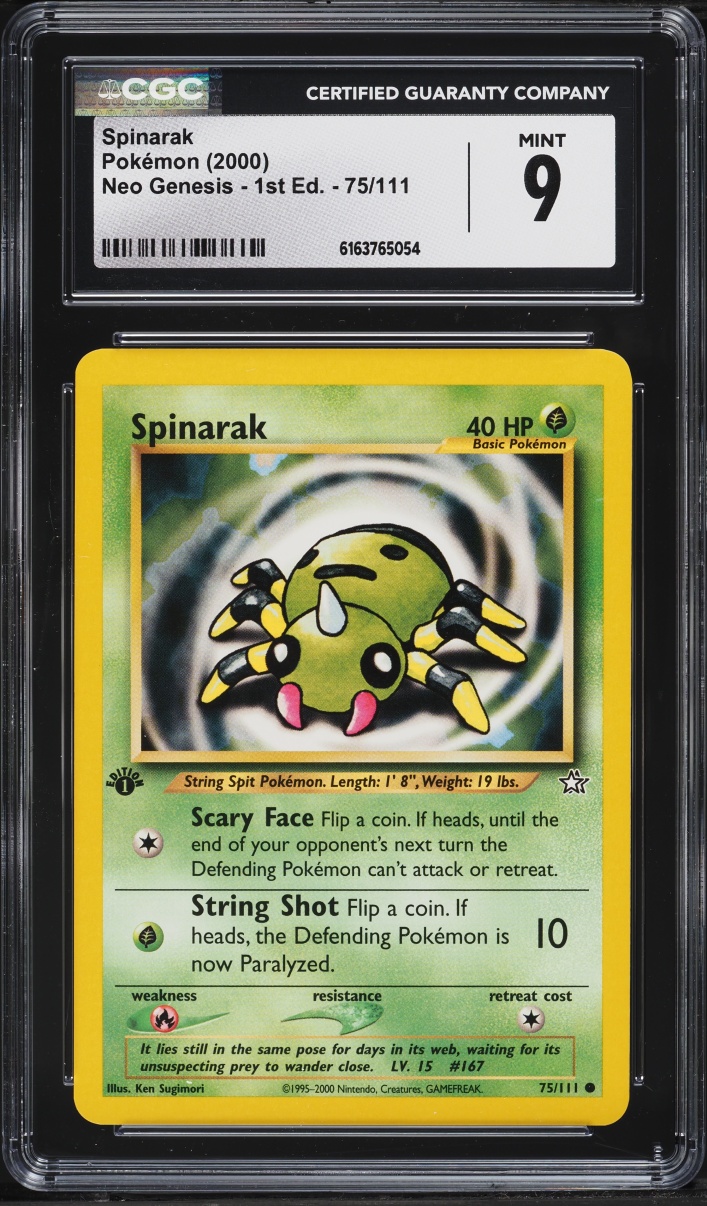 2000 Pokemon Neo Genesis 1st Edition Spinarak #75 CGC 9 MINT