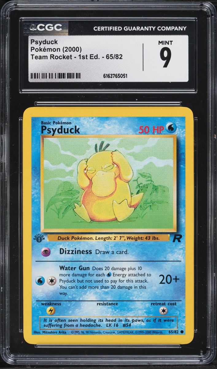 2000 Pokemon Team Rocket 1st Edition Psyduck #65 CGC 9 MINT