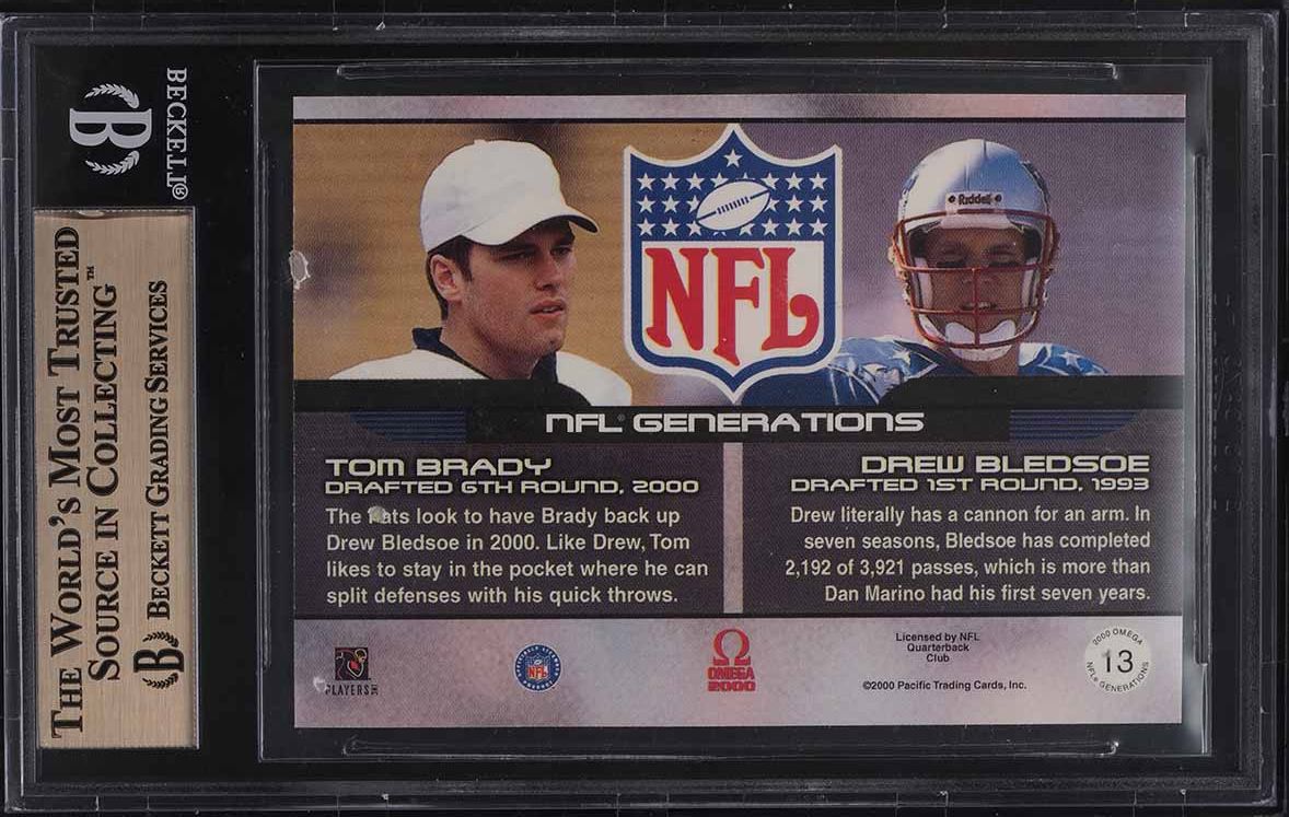 2000 Pacific Omega Generations Drew Bledsoe Tom Brady ROOKIE #13 BGS 9.5 GEM
