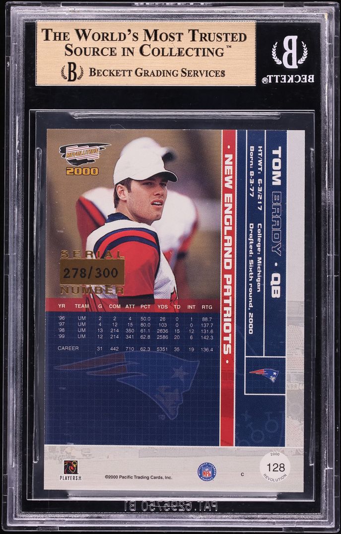 2000 Pacific Revolution Tom Brady ROOKIE /300 #128 BGS 9.5 GEM MINT