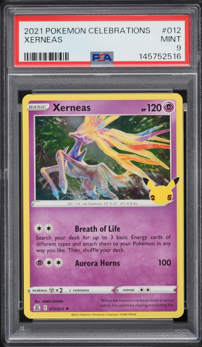 2021 Pokemon Sword & Shield Celebrations Holo Xerneas #12 PSA 9 MINT