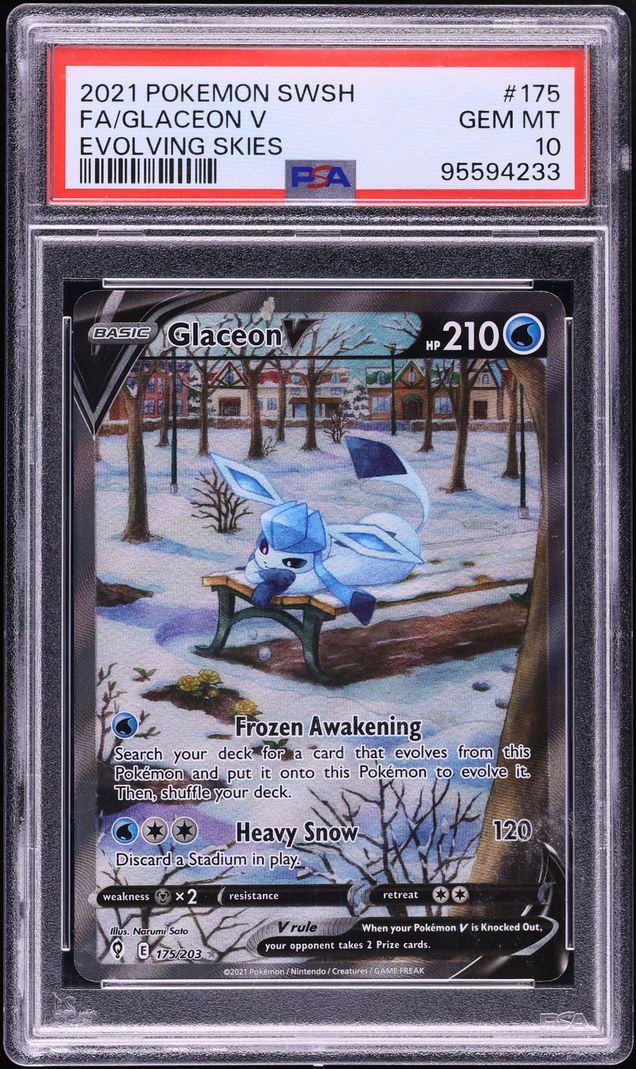 2021 Pokemon Sword & Shield Evolving Skies Alt Art Glaceon V #175 PSA 10 GEM MINT