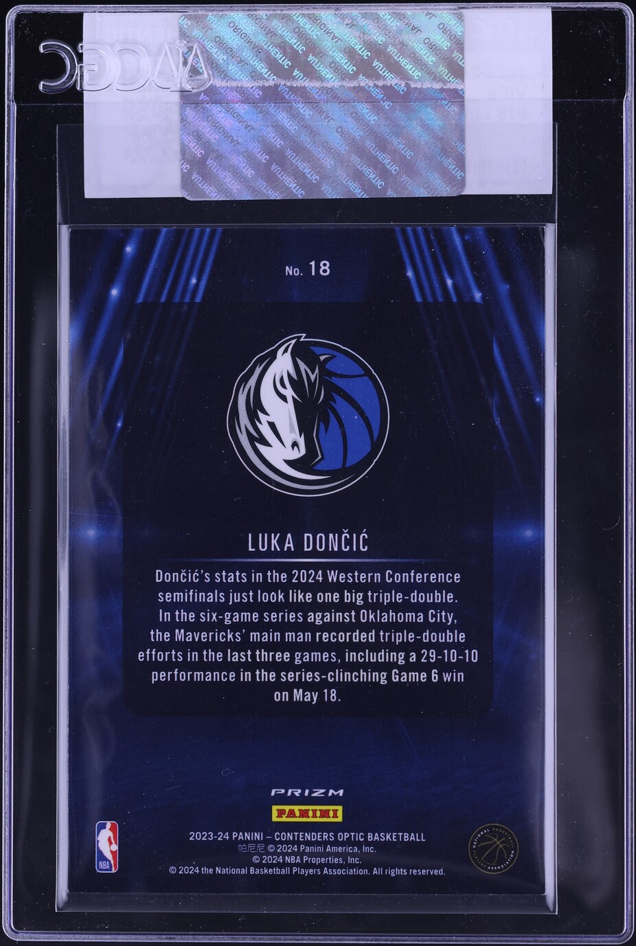 2023 Panini Contenders Optic VIPs Luka Doncic #18 CGC AUTH