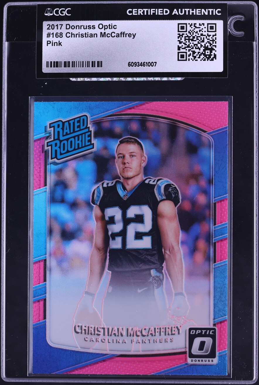 2017 Donruss Optic Pink Prizm Christian McCaffrey ROOKIE #168 CGC AUTH
