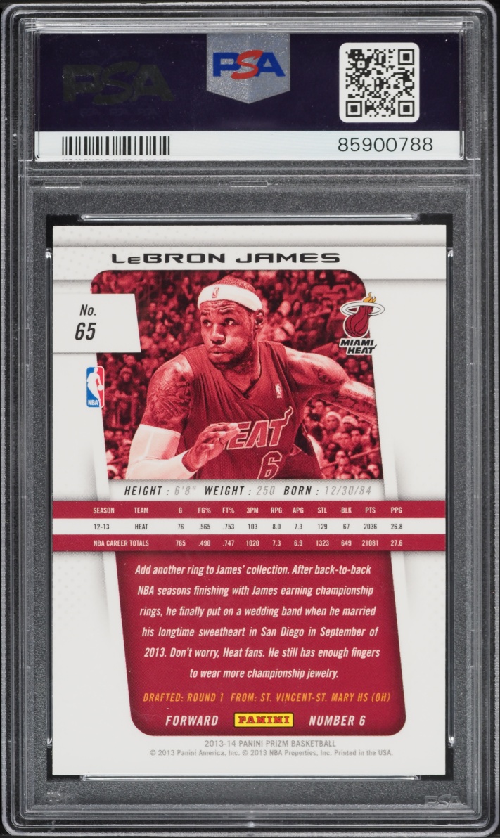 2013 Panini Prizm LeBron James #65 PSA 10 GEM MINT