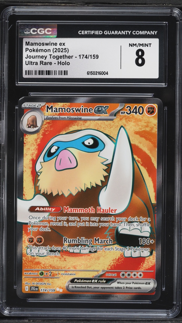 2025 Pokemon Scarlet & Violet Journey Together Full Art Mamoswine ex #174 CGC 8 NM-MT
