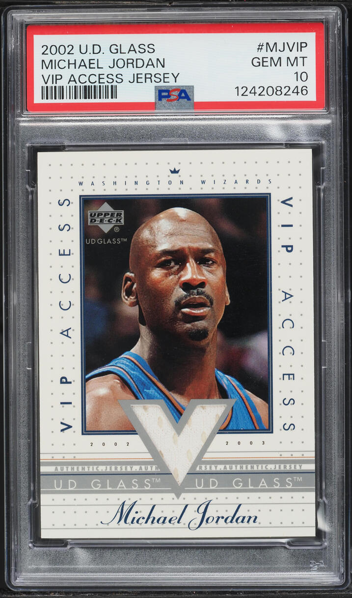 2002 Upper Deck Glass VIP Access Jersey Michael Jordan PATCH #MJ-VIP PSA 10 GEM MINT