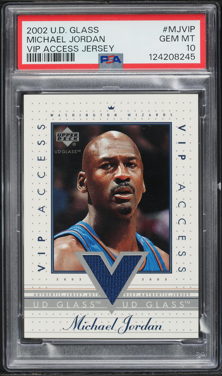 2002 Upper Deck Glass VIP Access Jersey Michael Jordan PATCH #MJ-VIP PSA 10 GEM MINT