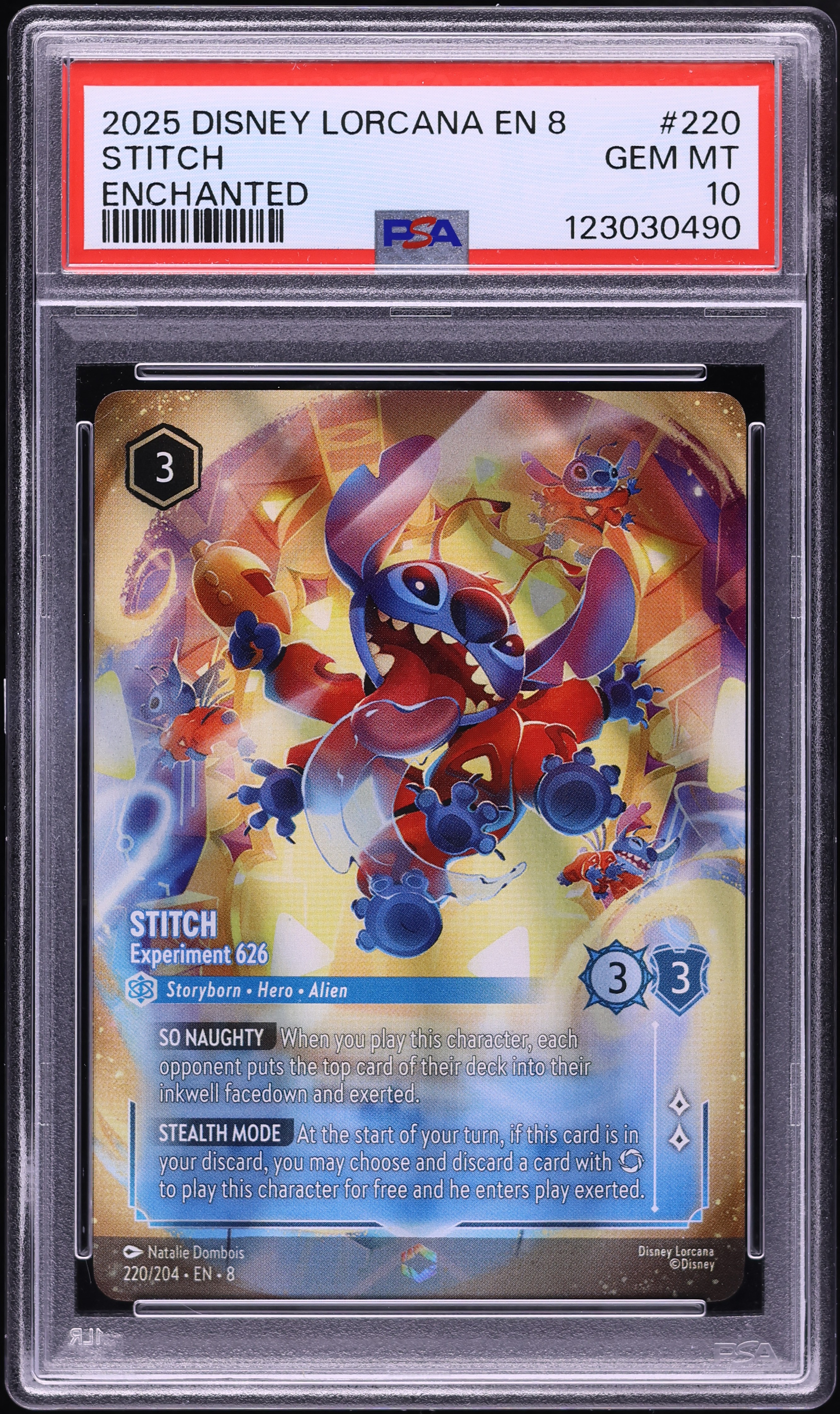 2025 Disney Lorcana Reign Of Jafar Enchanted Stitch #220 PSA 10