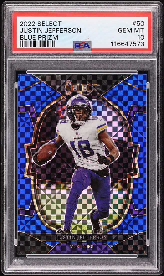 2022 Select Concourse Blue Prizm Justin Jefferson /199 #50 PSA 10 GEM MINT