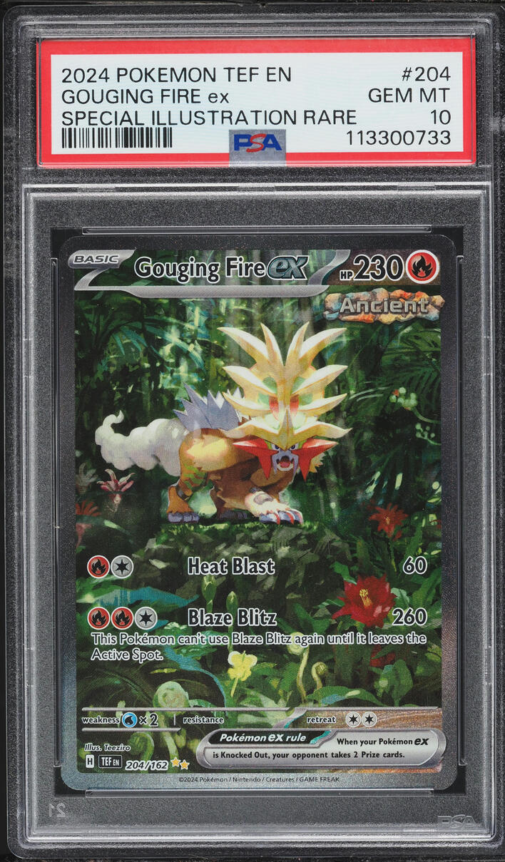 2024 Pokemon Scarlet & Violet Temporal Forces SIR Gouging Fire ex #204 PSA 10 GEM MINT