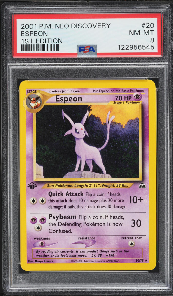 2001 Pokemon Neo Discovery 1st Edition Espeon #20 PSA 8 NM-MT