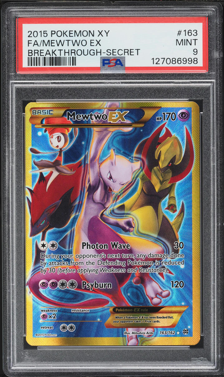 2015 Pokemon XY BREAKthrough Secret Rare Mewtwo EX #163 PSA 9 MINT