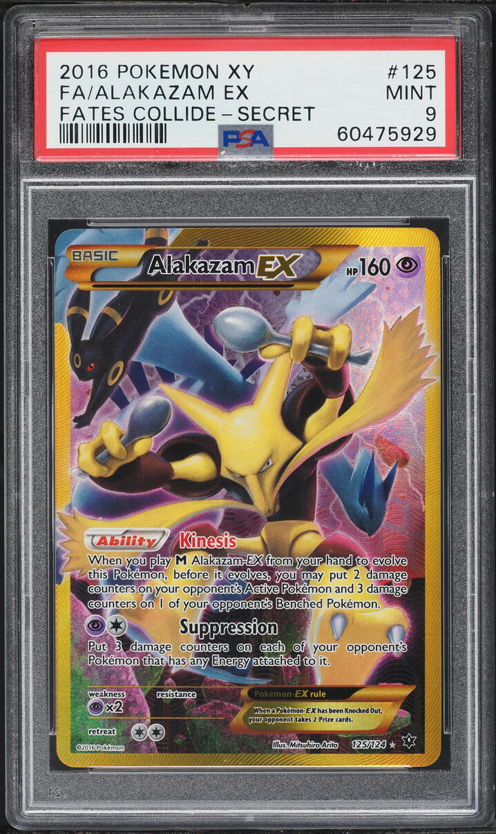 2016 Pokemon XY Fates Collide Full Art Alakazam EX #125 PSA 9 MINT