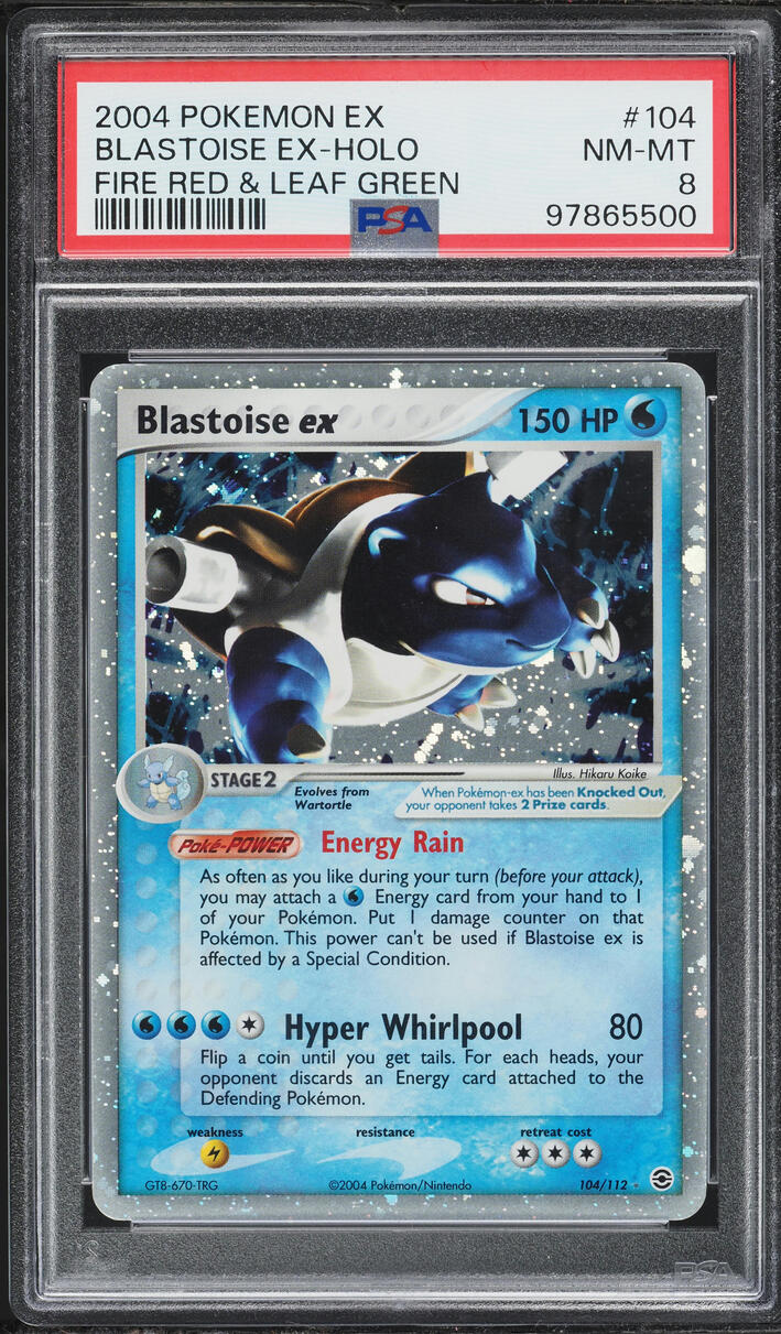 2004 Pokemon EX Fire Red & Leaf Green Holo Blastoise ex #104 PSA 8 NM-MT
