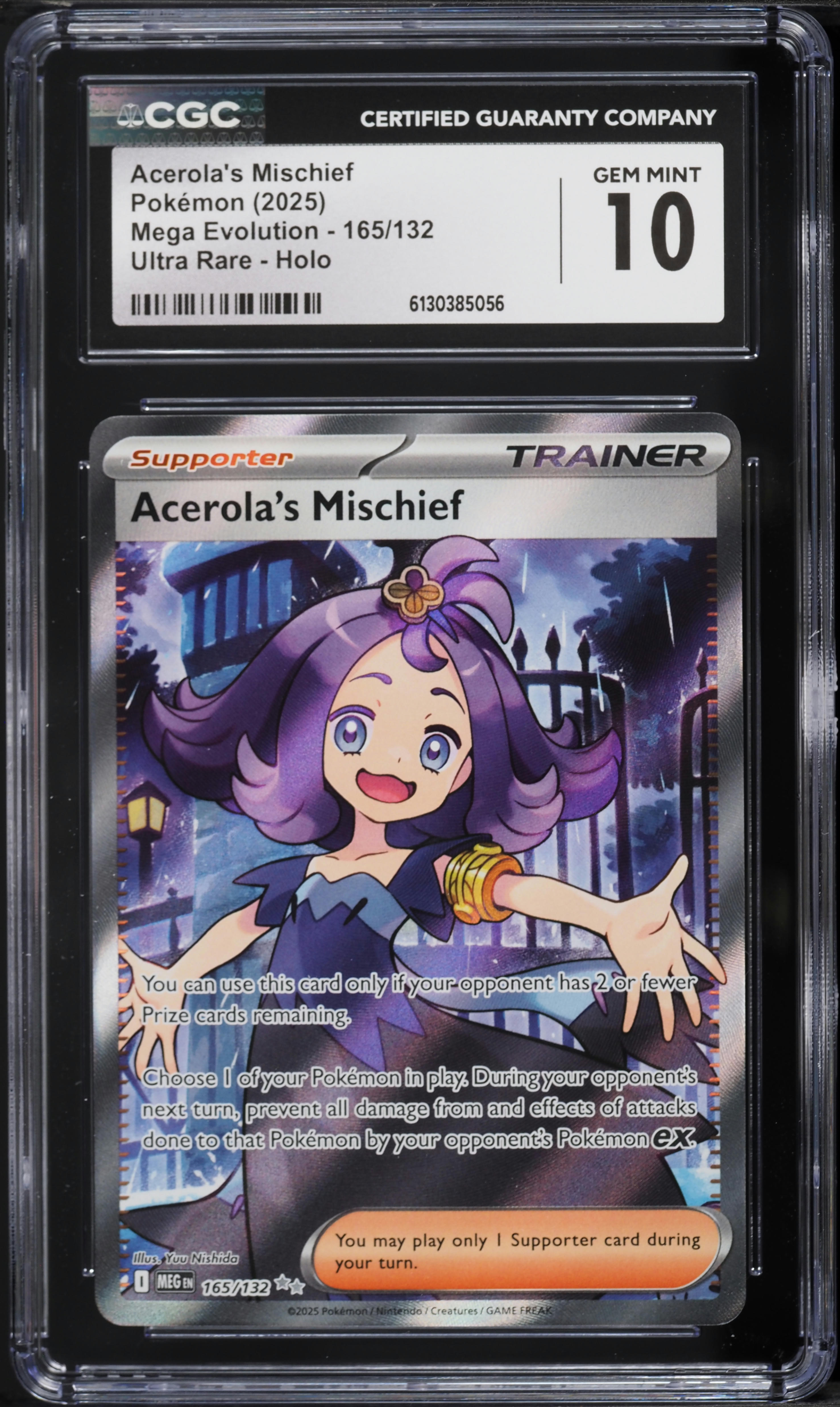 2025 Pokemon Mega Evolution Full Art Acerola's Mischief #165 CGC 10 GEM MINT