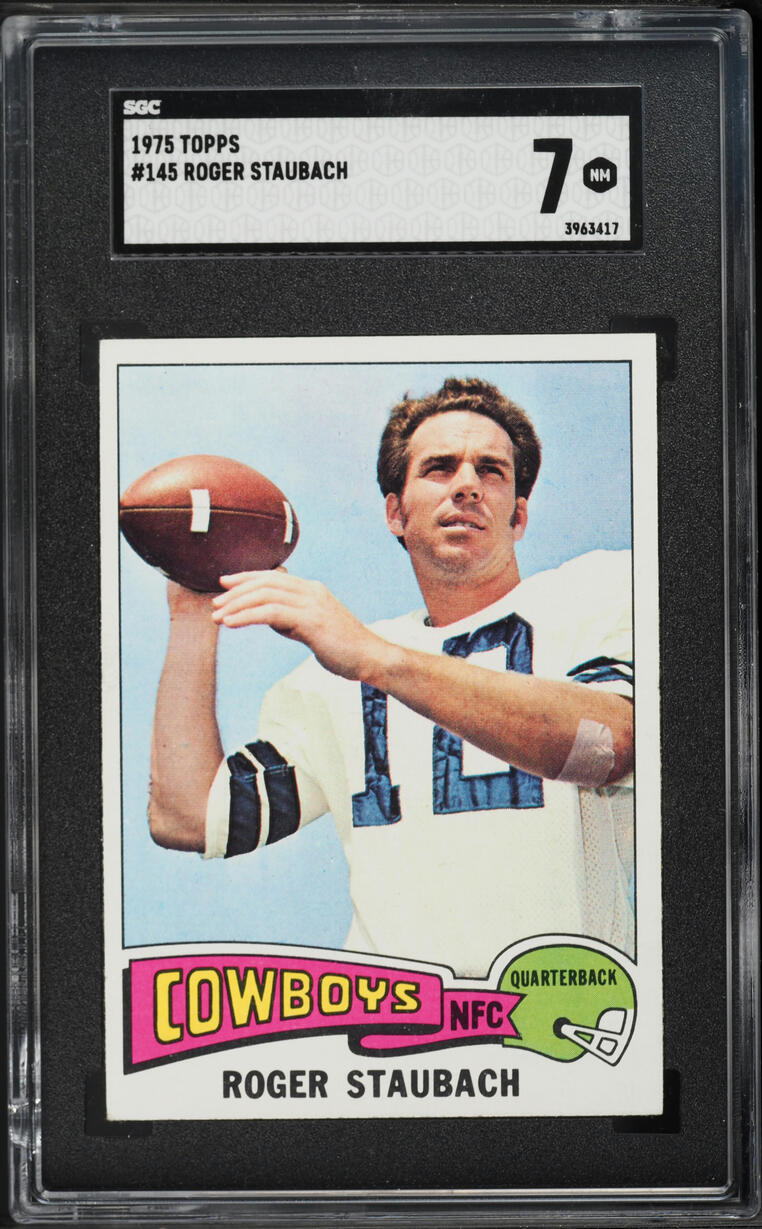 1975 Topps Football Roger Staubach #145 SGC 7 NRMT