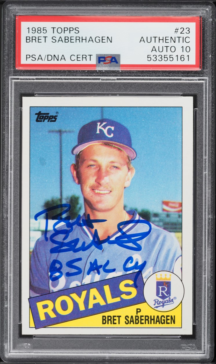 1985 Topps Bret Saberhagen ROOKIE AUTO DNA 10 #23 PSA AUTH