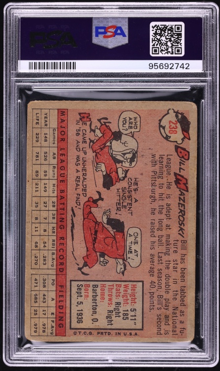 1958 Topps Bill Mazeroski #238 PSA 2 GD