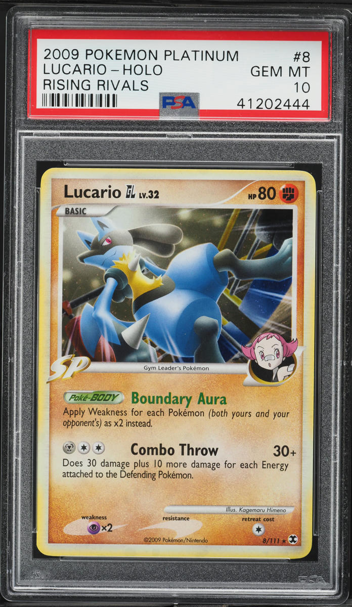 2009 Pokemon Platinum Rising Rivals Holo Lucario GL #8 PSA 10 GEM MINT