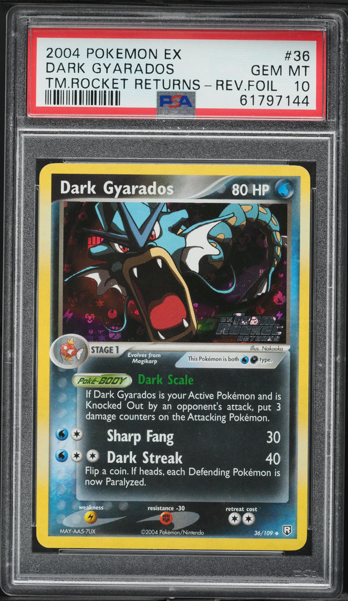 2004 Pokemon EX Team Rocket Returns Reverse Holo Dark Gyarados #36 PSA 10 GEM