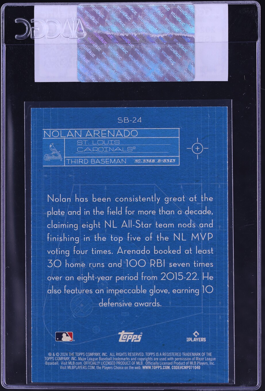 2024 Topps Nolan Arenado #SB-24 CGC AUTH