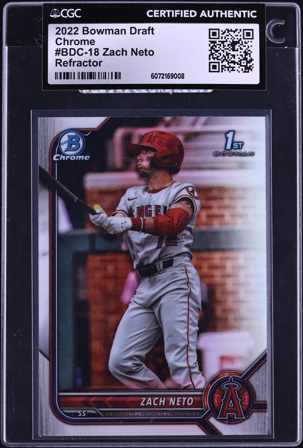 2022 Bowman Chrome Draft Refractor Zach Neto PROSPECT #BDC-18 CGC AUTH