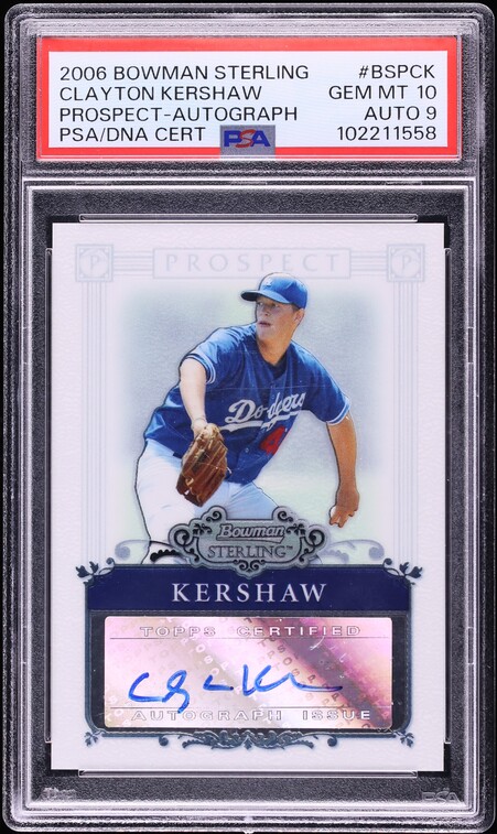 2006 Bowman Sterling Clayton Kershaw PROSPECT AUTO DNA 9 #BSPCK PSA 10 GEM MINT