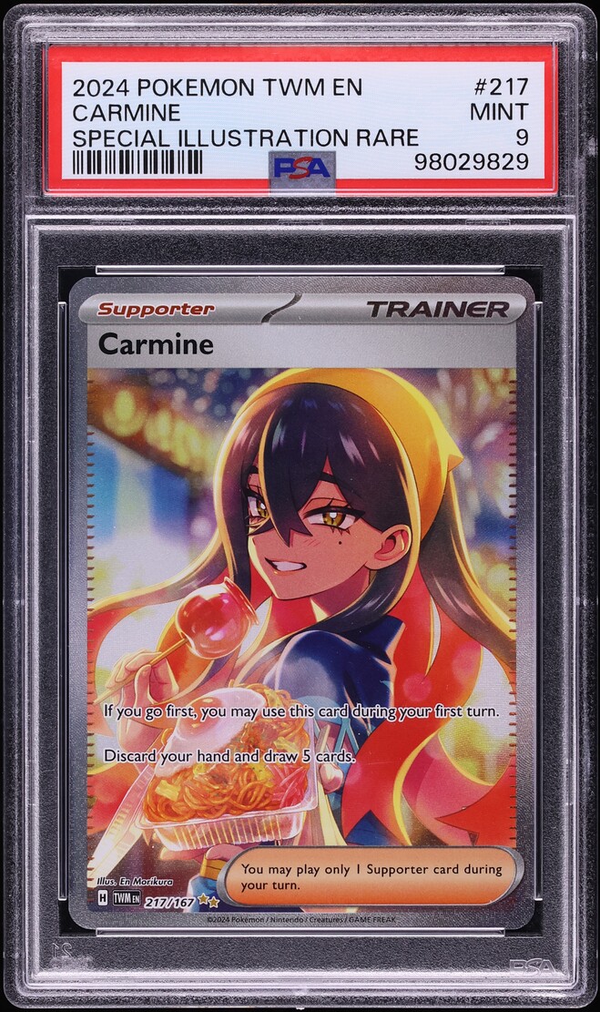 2024 Pokemon Scarlet & Violet Twilight Masquerade SIR Carmine #217 PSA 9 MINT