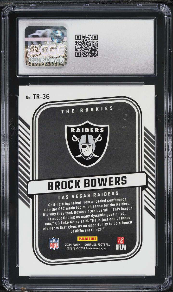 2024 Donruss The Rookies Brock Bowers ROOKIE #TR-36 CGC 10 GEM MINT