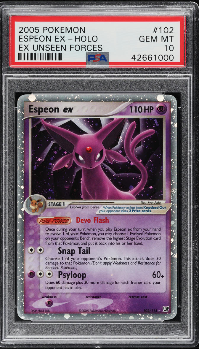 2005 Pokemon EX Unseen Forces Holo Espeon ex #102 PSA 10 GEM MINT