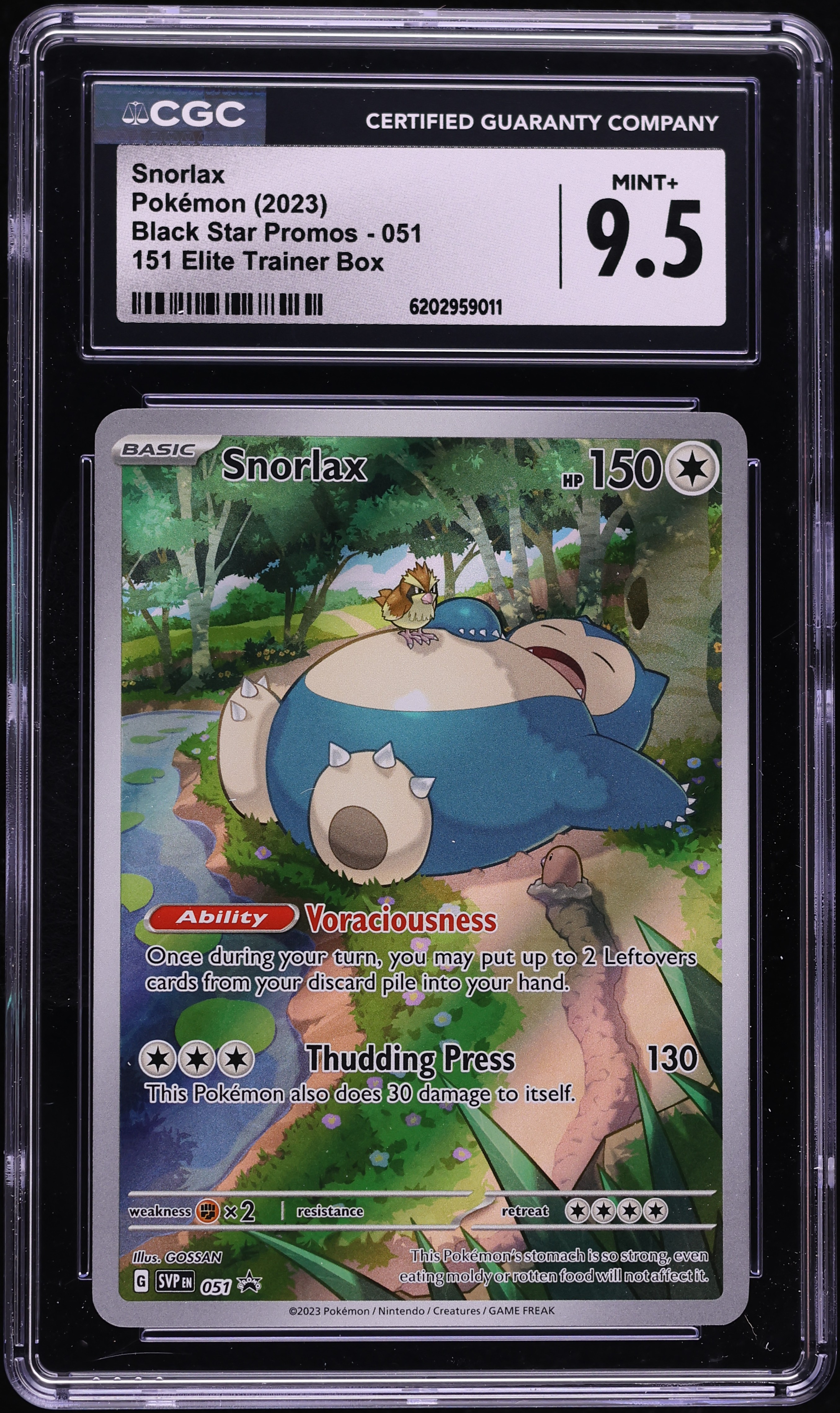 2023 Pokemon Scarlet & Violet Promo 151 ETB Full Art Snorlax #51 CGC 9.5 MINT+