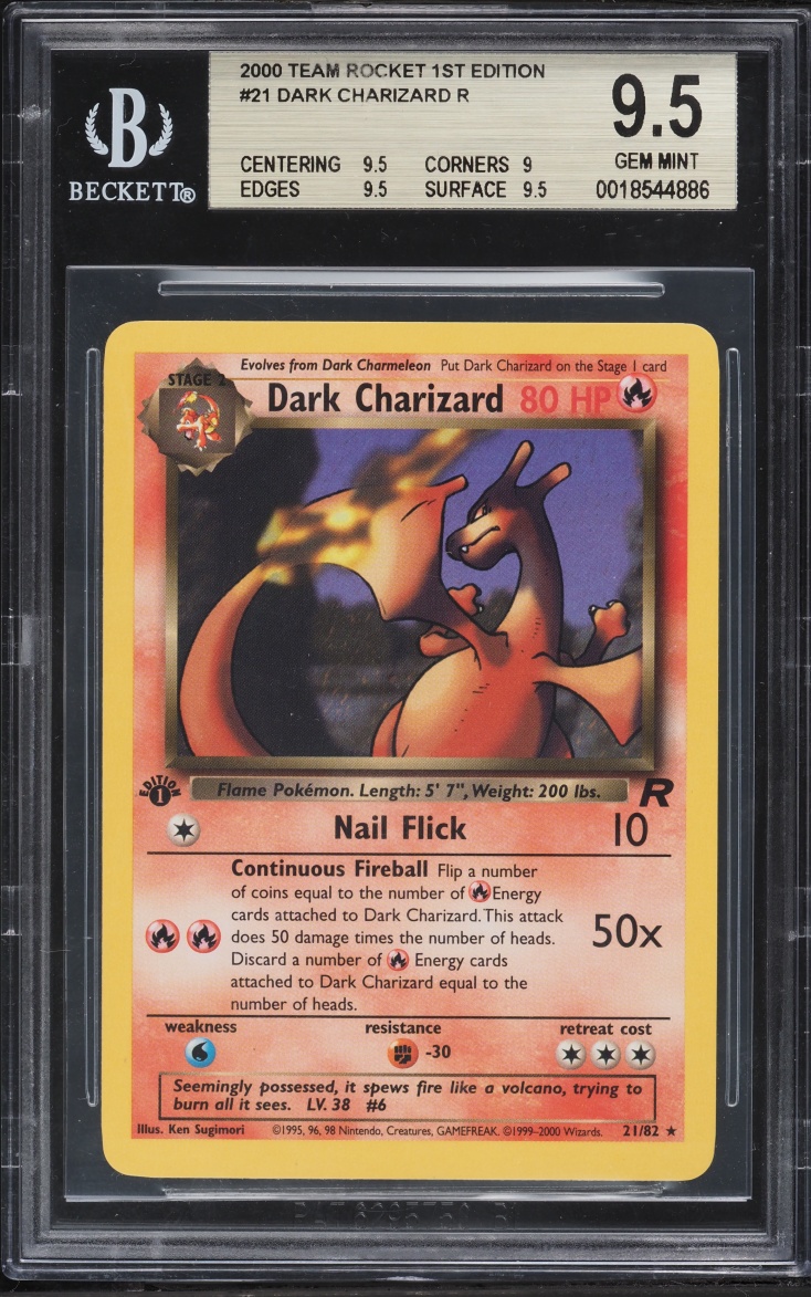 2000 Pokemon Team Rocket 1st Edition Dark Charizard #21 BGS 9.5 GEM MINT