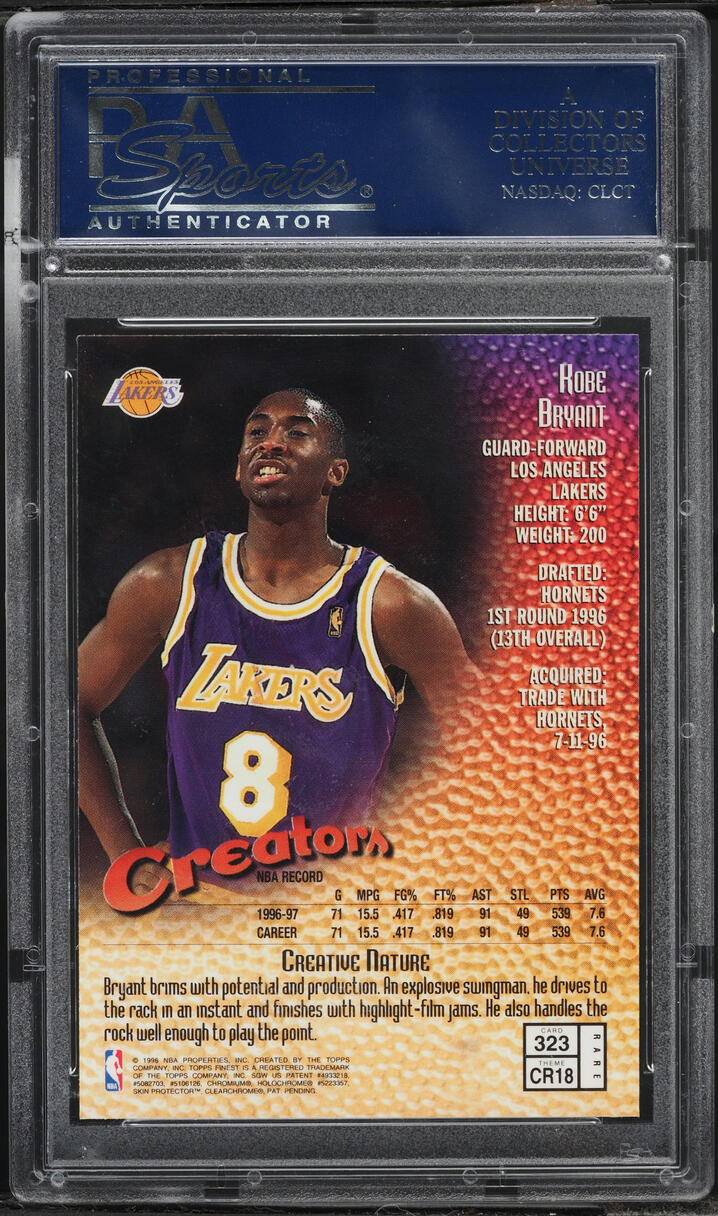 1997 Finest Basketball w/ Coating Kobe Bryant #323 PSA 9 MINT