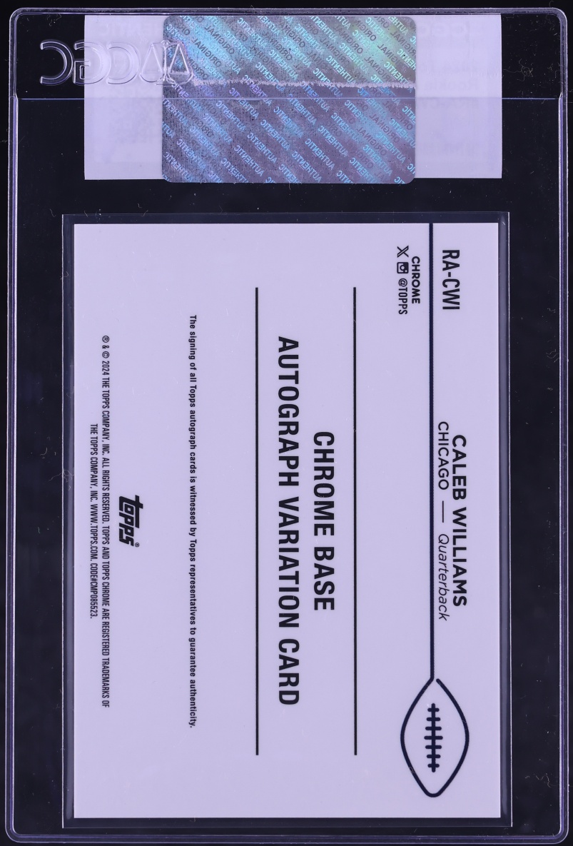 2024 Topps Chrome Caleb Williams ROOKIE AUTO #RA-CWI CGC AUTH