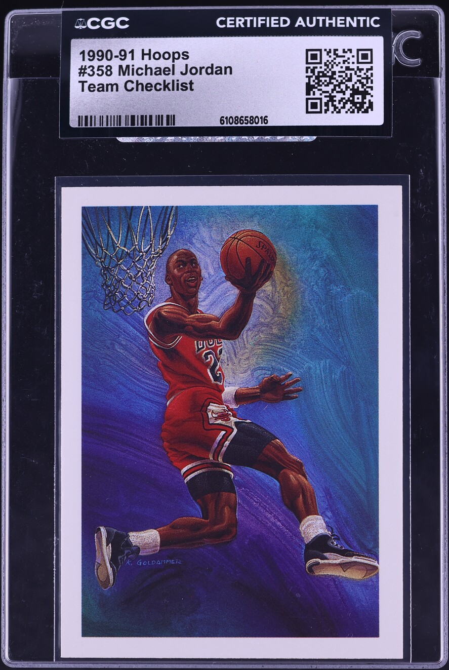 1990 Hoops Team Checklist Michael Jordan #358 CGC AUTH