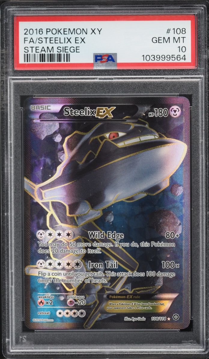 2016 Pokemon XY Steam Siege Full Art Steelix EX #108 PSA 10 GEM MINT