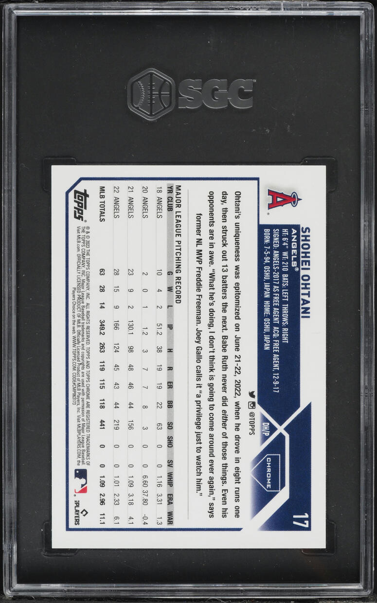 2023 Topps Chrome Image Variation Shohei Ohtani SP #17 SGC 10 GEM MINT