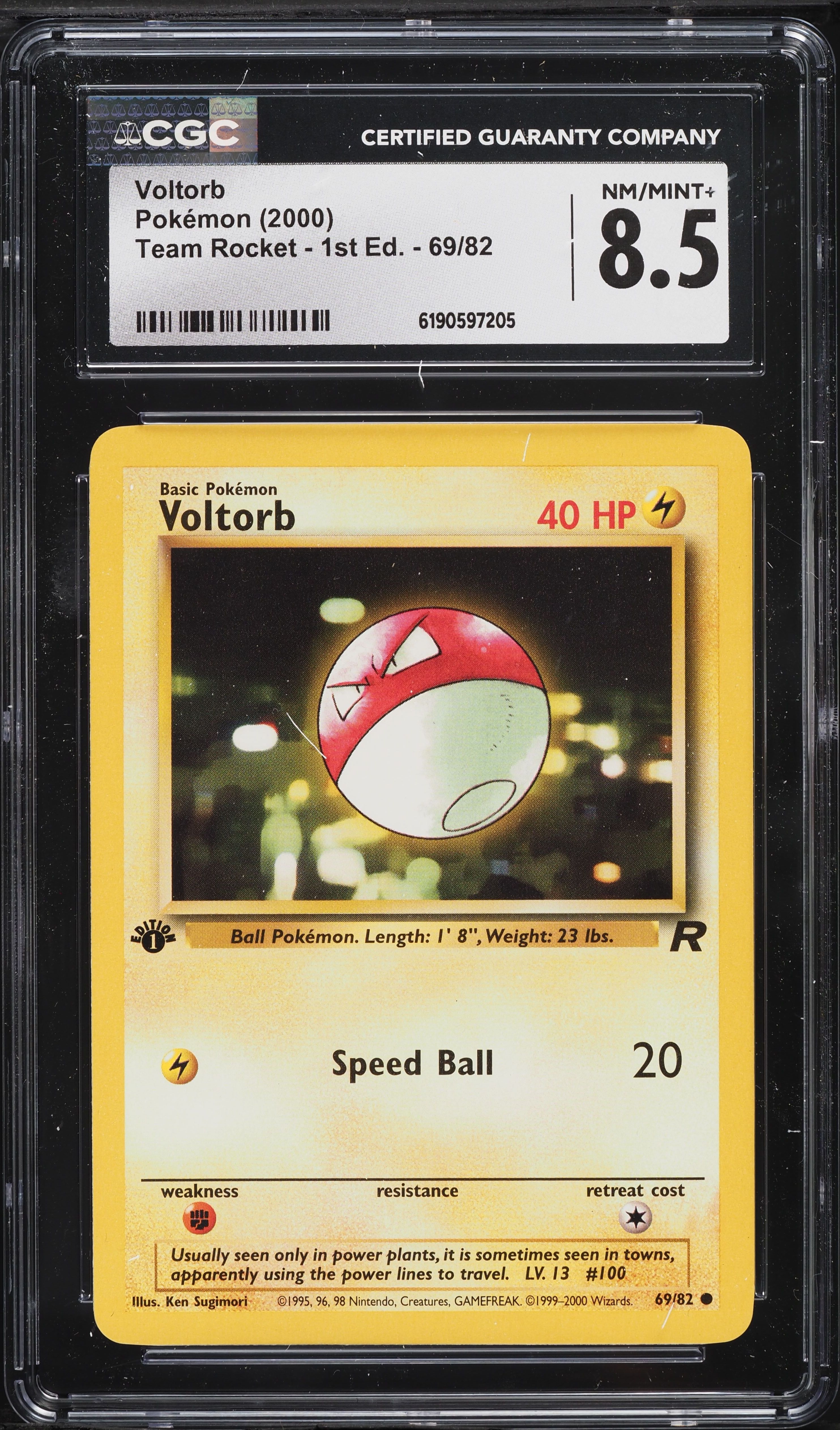2000 Pokemon Team Rocket 1st Edition Voltorb #69 CGC 8.5 NM-MT+